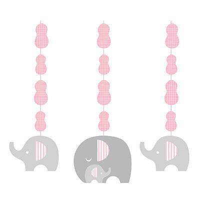 Little Peanut Girl Hanging Cutouts-Pink and Gray Elephants Girl Baby Shower Supplies-Party Things Canada