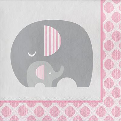 Little Peanut Girl Luncheon Napkins-Pink and Gray Elephants Girl Baby Shower Supplies-Party Things Canada
