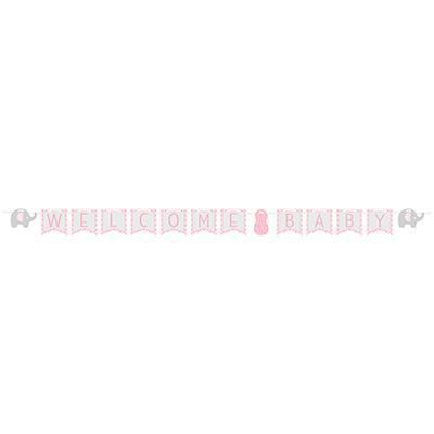 Little Peanut Girl Ribbon Banner-Pink and Gray Elephants Girl Baby Shower Supplies-Party Things Canada
