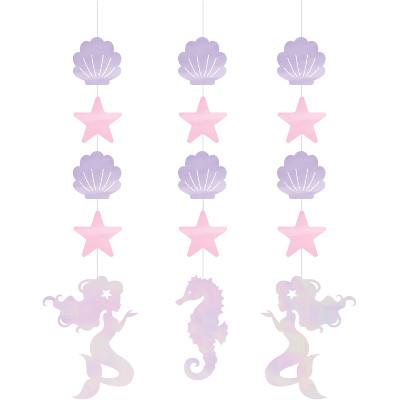 Mermaid Shine Hanging Cutouts-Mermaids Iridescent Birthday Supplies-Party Things Canada