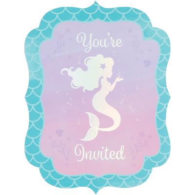 Mermaid Shine Invitations-Mermaids Iridescent Birthday Supplies-Party Things Canada