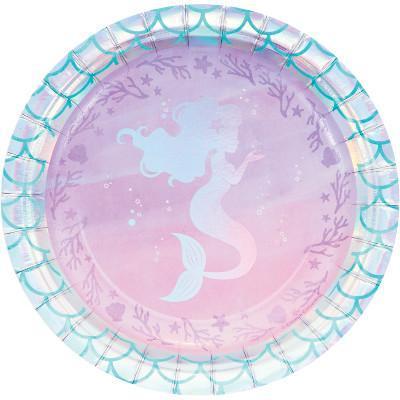 Mermaid Shine Luncheon Plates-Mermaids Iridescent Birthday Supplies-Party Things Canada