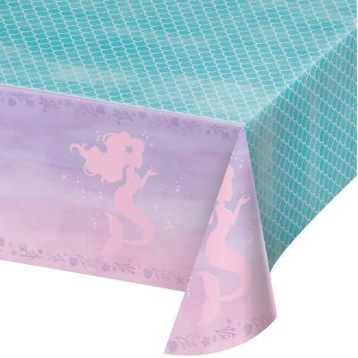 Mermaid Shine Plastic Tablecover-Mermaids Iridescent Birthday Supplies-Party Things Canada