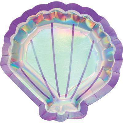 Mermaid Shine Shaped Dinner Plates-Mermaids Iridescent Birthday Supplies-Party Things Canada