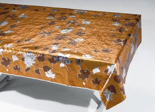 Metallic Tablecover Fall Leaf - Copper/Brown