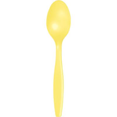 Mimosa Plastic Spoons-Light Yellow Solid Color Tableware-Party Things Canada