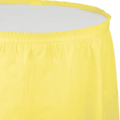 Mimosa Plastic Table Skirt-Light Yellow Solid Color Tableware-Party Things Canada