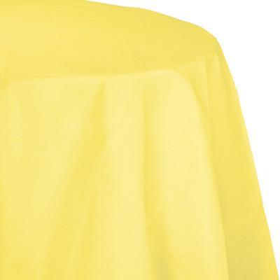 Mimosa Round Paper Tablecover-Light Yellow Solid Color Tableware-Party Things Canada