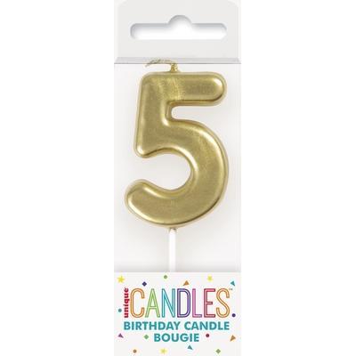 Mini Gold Number 5 Pick Birthday Candle-Age Number Shaped Birthday Candles-Party Things Canada