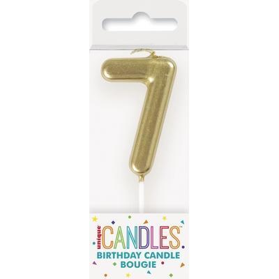 Mini Gold Number 7 Pick Birthday Candle-Age Number Shaped Birthday Candles-Party Things Canada