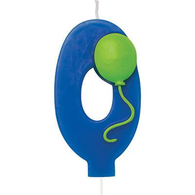 Molded '0' Numeral Candle with Balloon-Age Numbers Birthday Candles-Party Things Canada