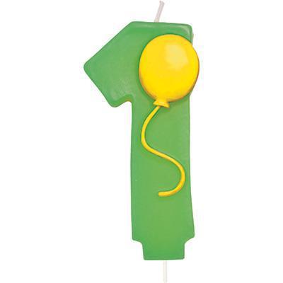 Molded '1' Numeral Candle with Balloon-Age Numbers Birthday Candles-Party Things Canada