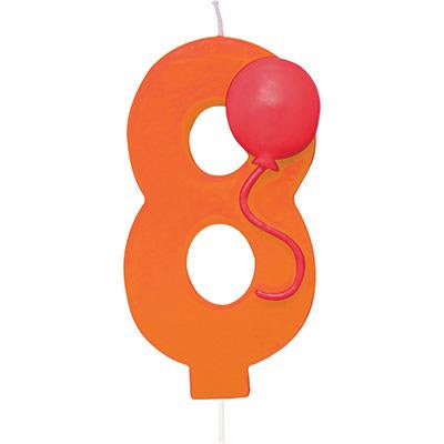 Molded '8' Numeral Candle with Balloon-Age Numbers Birthday Candles-Party Things Canada
