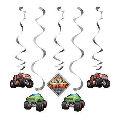Monster Truck Jam Rally Birthday Dizzy Danglers Party Decorations
