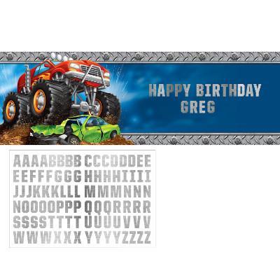 Monster Truck Jam Rally Birthday Giant Party Banner Decorations Customize It
