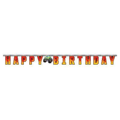 Monster Truck Jam Rally Happy Birthday Party Banner