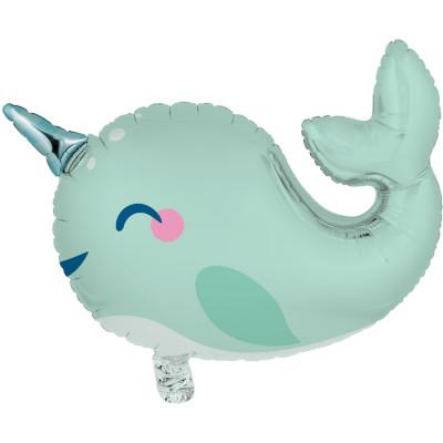 Narwhal Party Shaped Metallic Balloon-Party Things Canada