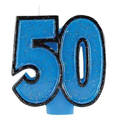Numeral 50th Glitter Candle-Age Numbers Birthday Candles-Party Things Canada