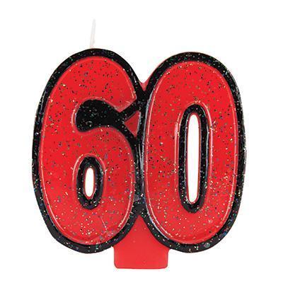 Numeral 60th Glitter Candle-Age Numbers Birthday Candles-Party Things Canada