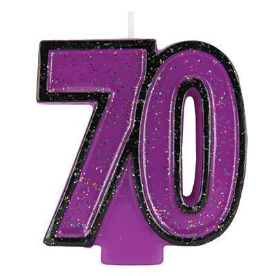 Numeral 70th Glitter Candle-Age Numbers Birthday Candles-Party Things Canada