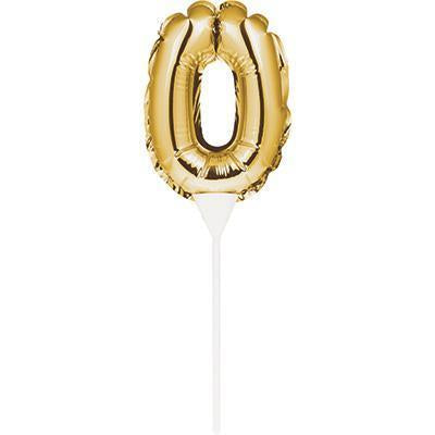 Numeral Balloon "0" Gold Cake Topper-Cake Toppers Balloon Numbers-Party Things Canada