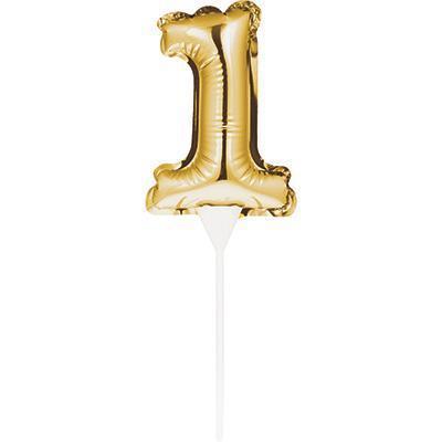 Numeral Balloon "1" Gold Cake Topper-Cake Toppers Balloon Numbers-Party Things Canada