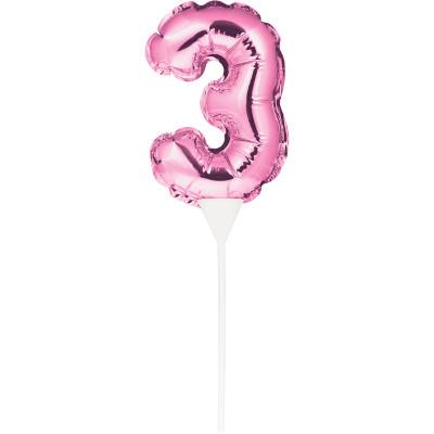 Numeral Balloon "3" Pink Cake Topper-Cake Toppers Balloon Numbers-Party Things Canada