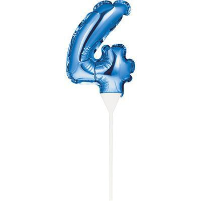Numeral Balloon "4" Blue Cake Topper-Cake Toppers Balloon Numbers-Party Things Canada