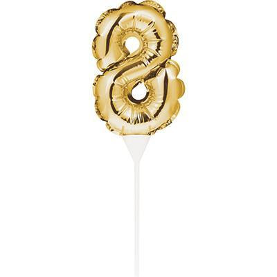 Numeral Balloon "8" Gold Cake Topper-Cake Toppers Balloon Numbers-Party Things Canada