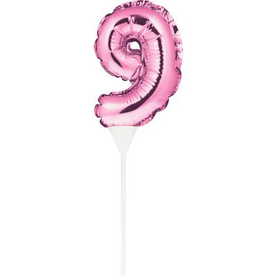 Numeral Balloon "9" Pink Cake Topper-Cake Toppers Balloon Numbers-Party Things Canada