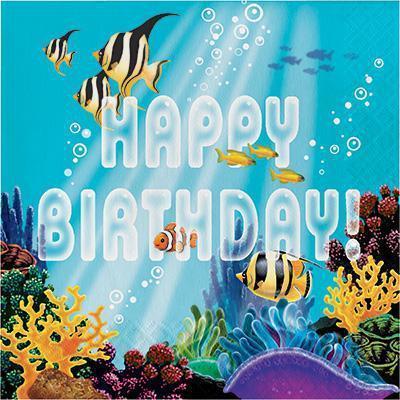 Ocean Party Happy Birthday Luncheon Napkins-Under the Sea Themed Birthday Supplies-Party Things Canada