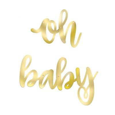 Oh Baby Foil Script Banner - Party Things Canada