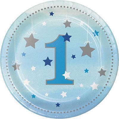 One Little Star Boy 1st Birthday Luncheon Plates-Twinkle Little Star Boy 1st Birthday Baby Shower-Party Things Canada