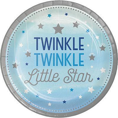 One Little Star Boy Dinner Plates-Twinkle Little Star Boy 1st Birthday Baby Shower-Party Things Canada
