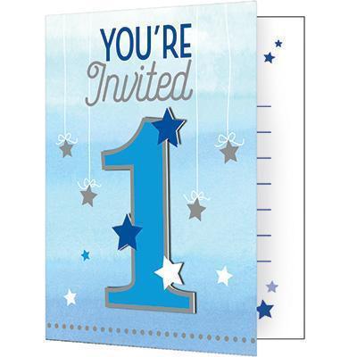 One Little Star Boy Invitations-Twinkle Little Star Boy 1st Birthday Baby Shower-Party Things Canada