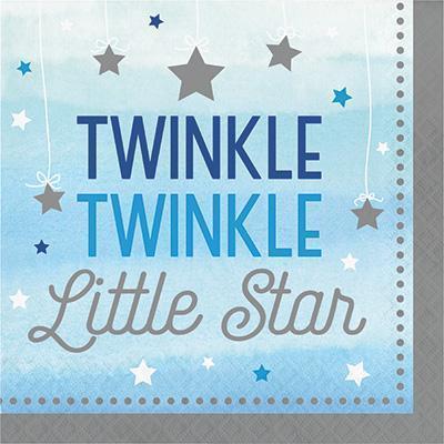 One Little Star Boy Luncheon Napkins-Twinkle Little Star Boy 1st Birthday Baby Shower-Party Things Canada