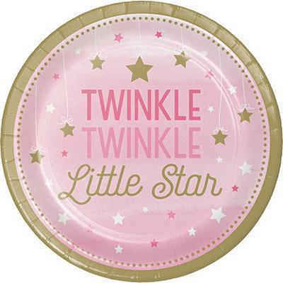 One Little Star Girl Dinner Plates-Twinkle Little Star Girl 1st Birthday Baby Shower-Party Things Canada