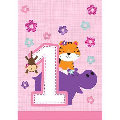 One is Fun Girl Loot Bags-Girl Jungle Themed First Birthday Supplies-Party Things Canada