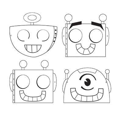 Party Robots Color Your Own Masks-Robots Themed Birthday Supplies-Party Things Canada