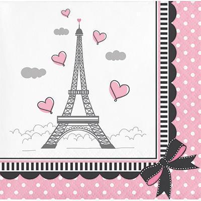 Party in Paris Beverage Napkins-Paris France Birthday Supplies-Party Things Canada