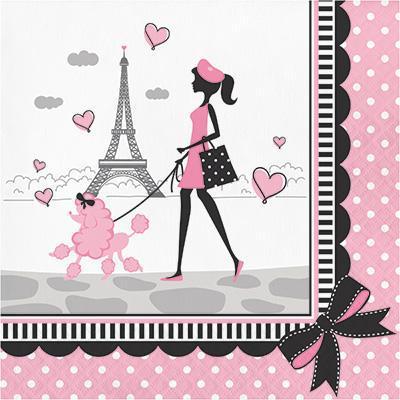 Party in Paris Luncheon Napkins-Paris France Birthday Supplies-Party Things Canada