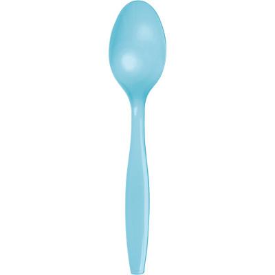 Pastel Blue Plastic Spoons-Pastel Light Baby Blue Solid Color Tableware-Party Things Canada