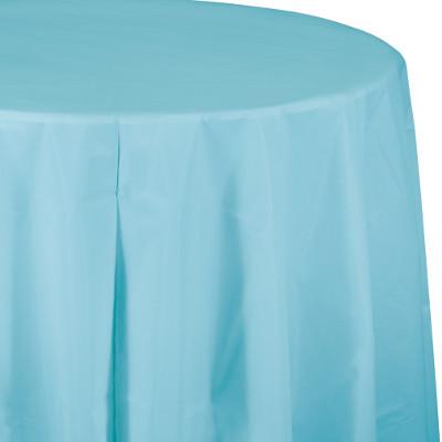 Pastel Blue Round Plastic Tablecover-Pastel Light Baby Blue Solid Color Tableware-Party Things Canada