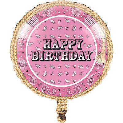Pink Bandana Cowgirl Metallic Balloon-Pink Paisley Bandana Western Girl Birthday Theme-Party Things Canada