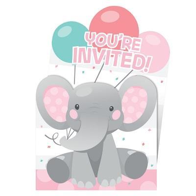 Pink Enchanting Elephant Invitations-Party Things Canada