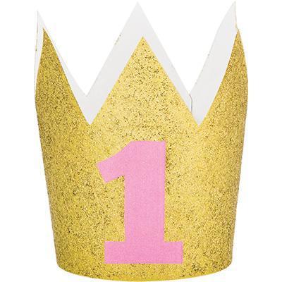 Pink First Birthday Gold Crown-1st Birthday Party Supplies-Party Things Canada