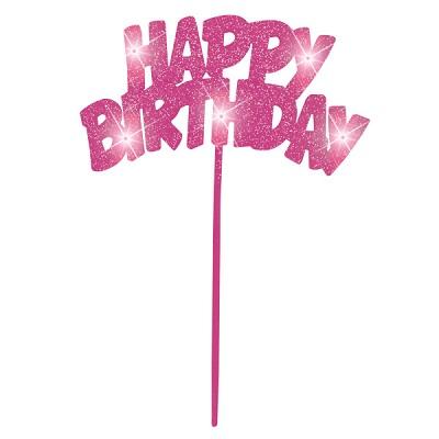 Pink Flashing Cake Topper-Glitter Cake Toppers-Party Things Canada