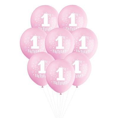 Pink Stars 1st Birthday Balloons-Age Birthday Latex Balloons-Party Things Canada
