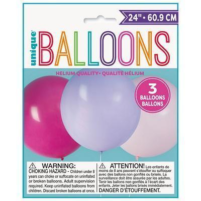 Pink and Purple Large Balloons Trio-Gigantic Solid Color Latex Balloons-Party Things Canada