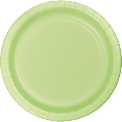 Pistachio Round Paper Dinner Plates-Pistachio Green Solid Color Tableware-Party Things Canada